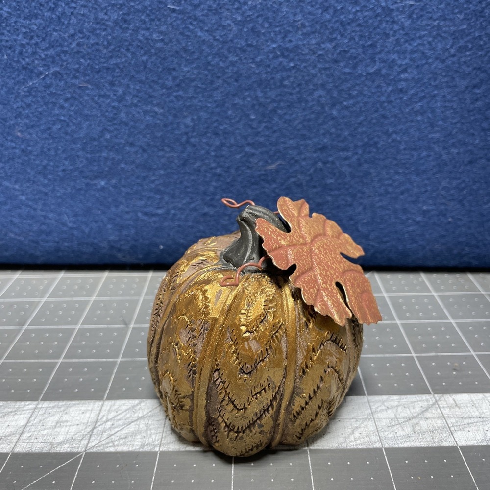Pumpkin With Metal Leaf Decor Midwood Brands